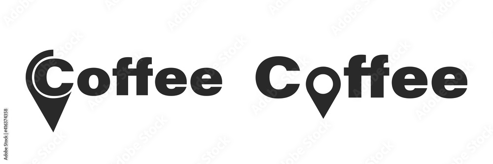 Coffee house logo . Coffee pointer icon. Logo with geotag with coffee. vector illustration . Coffee house logo . Coffee pointer icon. Logo with geotag with coffee. vector illustration .