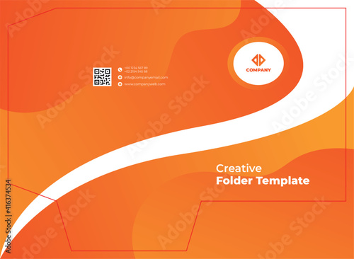 Business Stationery Folder Pocket Template Design With Blue Gradient Color