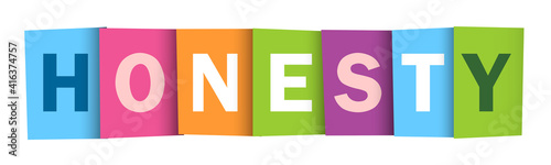 HONESTY colorful vector typography banner isolated on white background