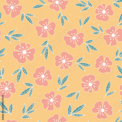 Seamless repeating pattern with decorative flowers