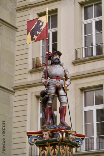 Sculpture at the old town of Bern, Switzerland. Photo taken February 24th, 2021, Bern, Switzerland. © Michael Derrer Fuchs