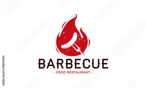 Sausage Flame Barbecue Logo Template