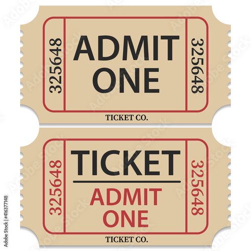 Ticket admit. Admit one ticket icons.
