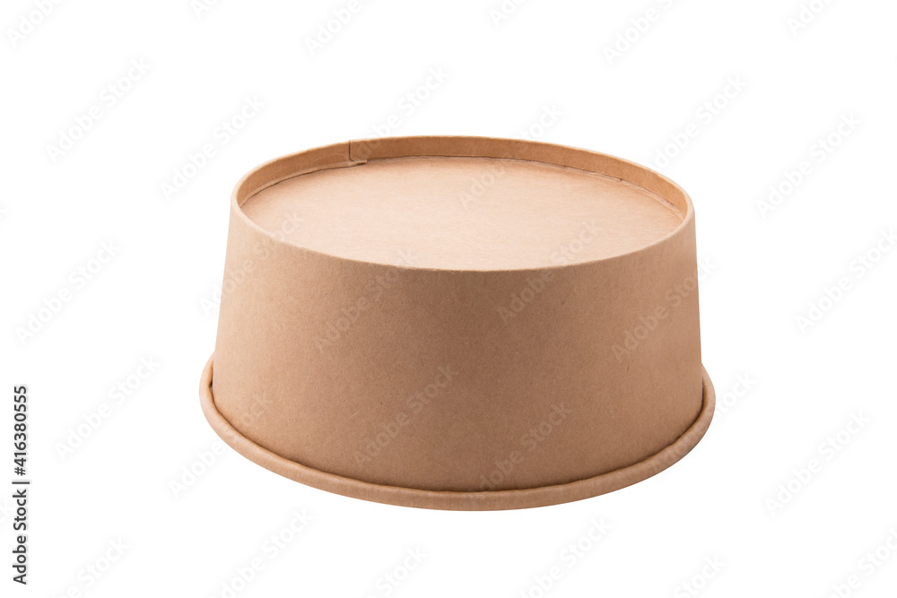 Kraft paper tub bucket container for dessert, yogurt, ice cream, sour cream, snack, butter, margarine or cheese, Mock Up Kraft paper tub bucket container for dessert, yogurt, ice cream, sour cream, snack, butter, margarine or cheese, Mock Up