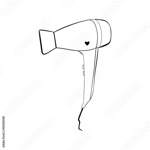 Hair dryer doodle vector hand drawn