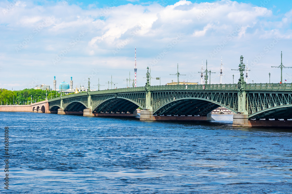 Troitskiy (Trinity) bridge over Neva river, Saint Petersburg, Russia