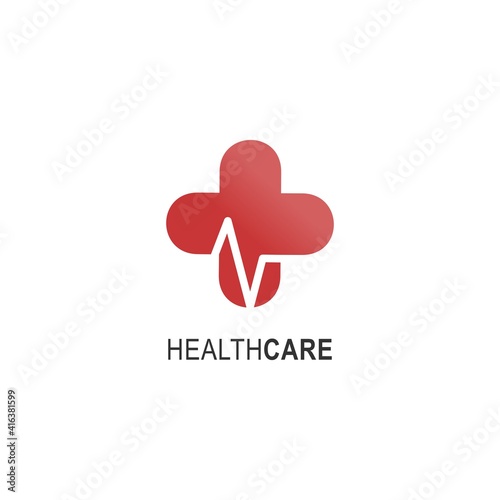 Healthcare logo. Suitable for your health care company. Healthcare medicine minimalist and flat stylish design vector logo sign. Medical love pharmacy logo. Logotype for clinic, hospital or doctor.