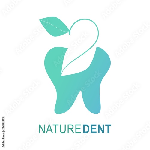 Nature dental care logo. Suitable for your health care company. Tooth minimalist and flat stylish design vector logo sign. Dentist stomatology logo concept. Logotype for clinic, hospital or doctor.
