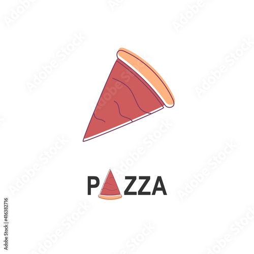Simple Pizza logo for cafe packaging and restaurant menu. Fast food logo with modern flat style vector illustration. Pizza slice logo for Italian pizzeria with minimalistic flat style pizza restaurant