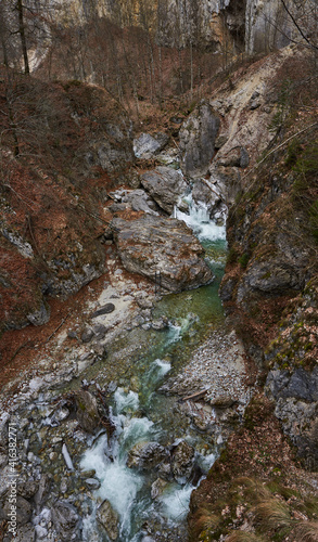River through a canyon in the winter