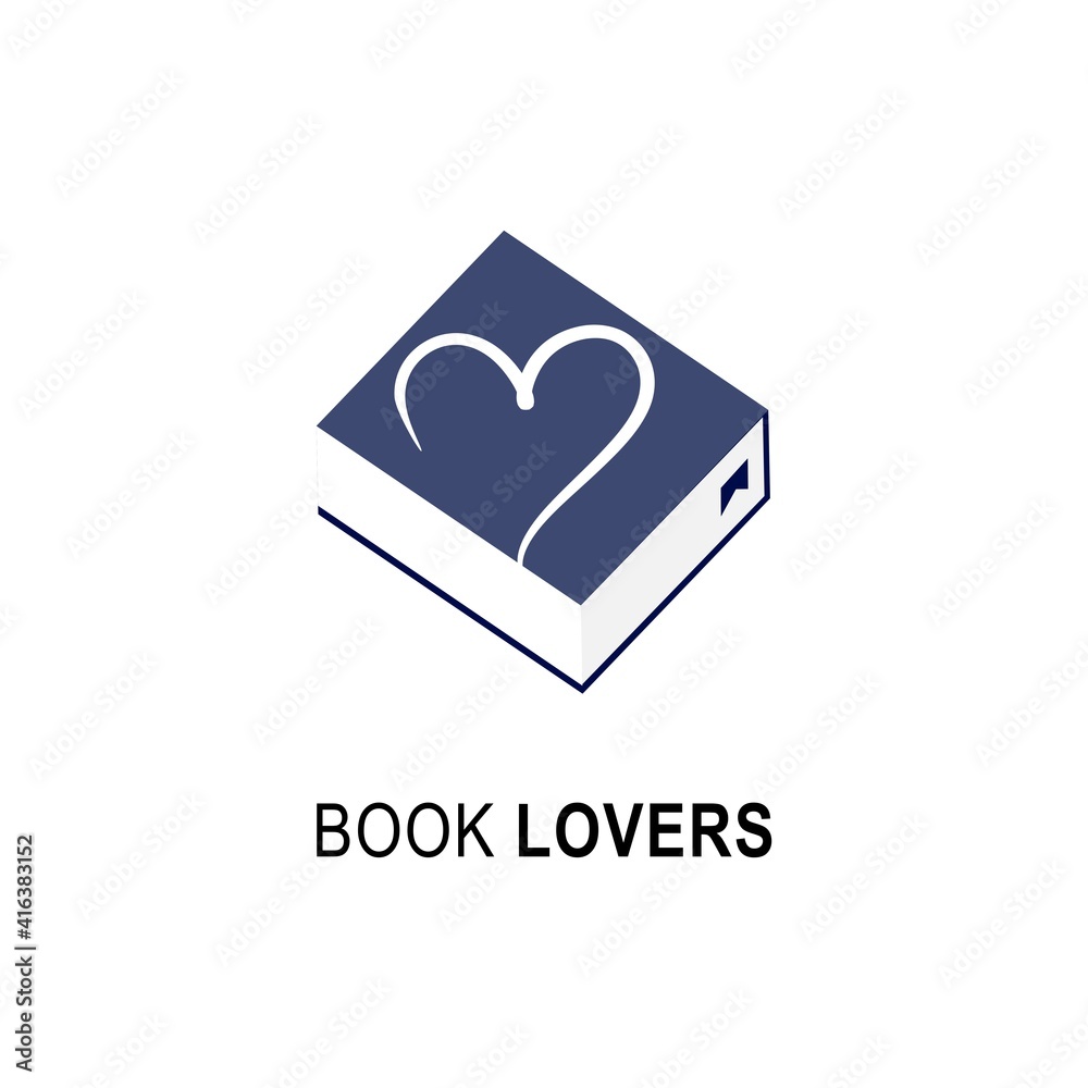 Book lovers logo design template. Book icon and heart emblem for courses, classes and schools vector illustration. Nerd, e-book, business company, library, book store and love learning concept. Book lovers logo design template. Book icon and heart emblem for courses, classes and schools vector illustration. Nerd, e-book, business company, library, book store and love learning concept.