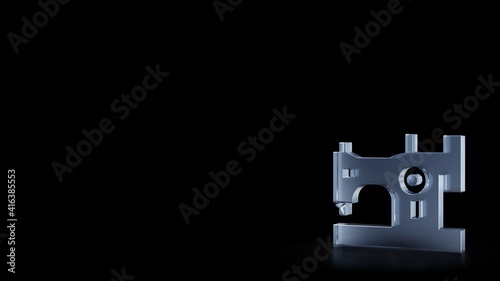 Foto 3d rendering frosted glass symbol of vintage sewing machine isolated with reflec