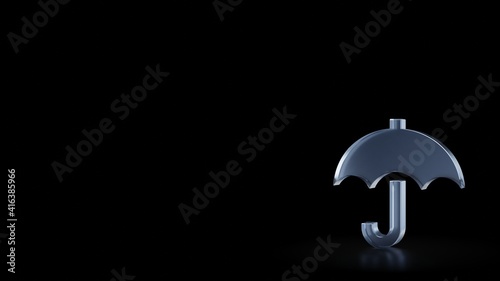 3d rendering frosted glass symbol of umbrella isolated with reflection