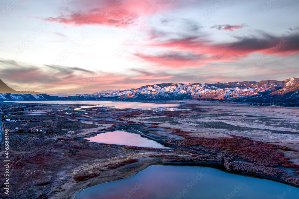 Aerial view of Washoe Lake between Reno and Carson City, Nevada