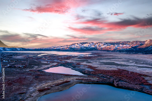 Aerial view of Washoe Lake between Reno and Carson City, Nevada photo