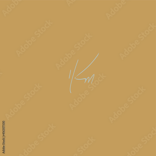 KM initial handwritten calligraphy, for monogram and logo