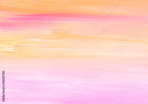 Abstract light yellow, pink and white background. Soft artistic backdrop. Brush strokes on paper.