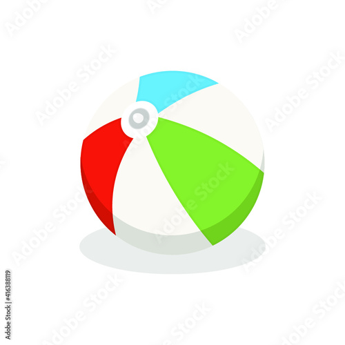 Vector illustration of summer holidays attributes on background. A beach ball icon.