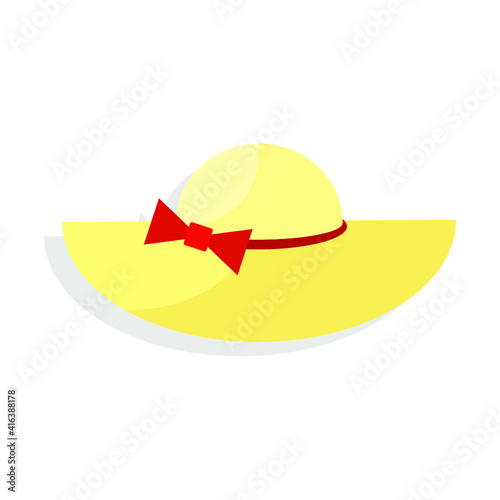 Vector illustration of summer holidays attributes on background. A summer hat icon.