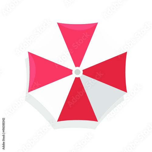 Vector illustration of summer holidays attributes on background. A beach umbrella icon.