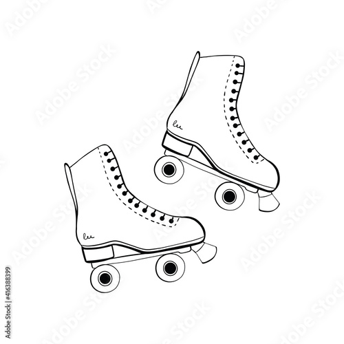 roller skates doodle vector hand drawn