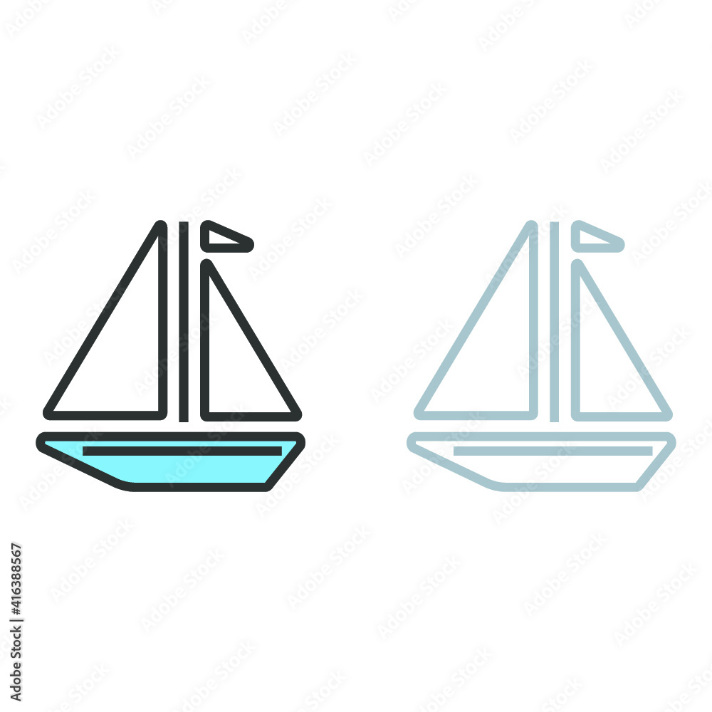 Vector illustration of travel and vocation icon on white background. Coloured and black and white sailing ship icon. Vector illustration of travel and vocation icon on white background. Coloured and black and white sailing ship icon.