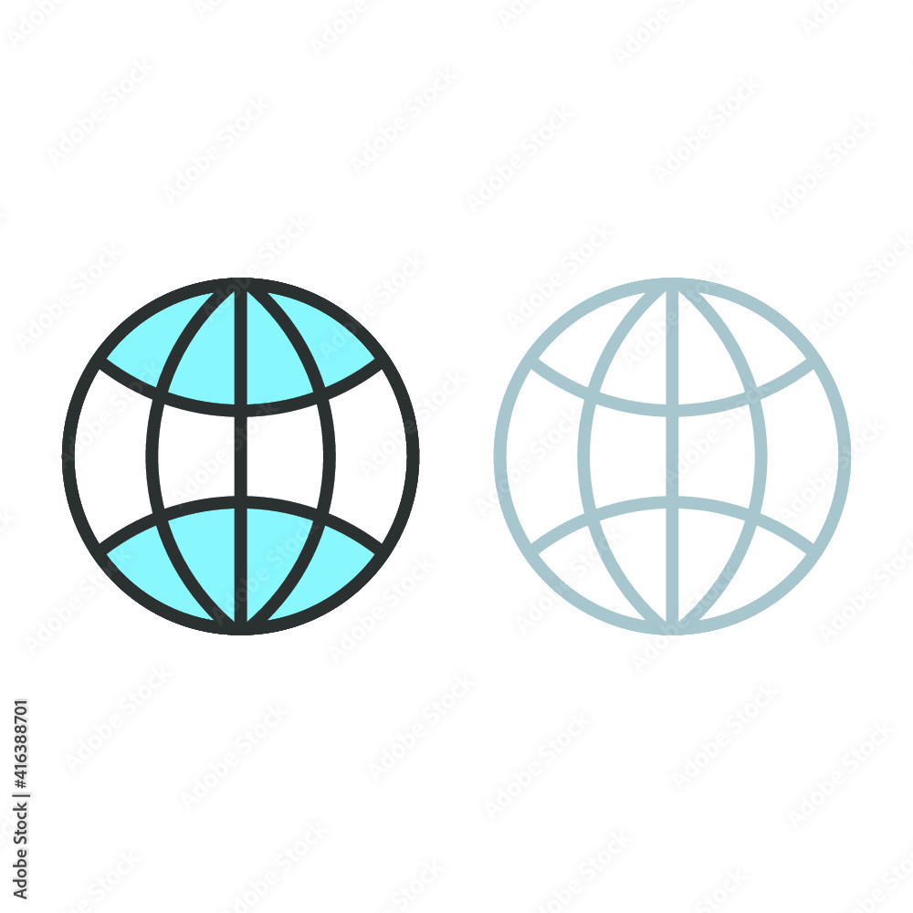 Vector illustration of travel and vocation icon on white background. Coloured and black and white globe icon. Vector illustration of travel and vocation icon on white background. Coloured and black and white globe icon.