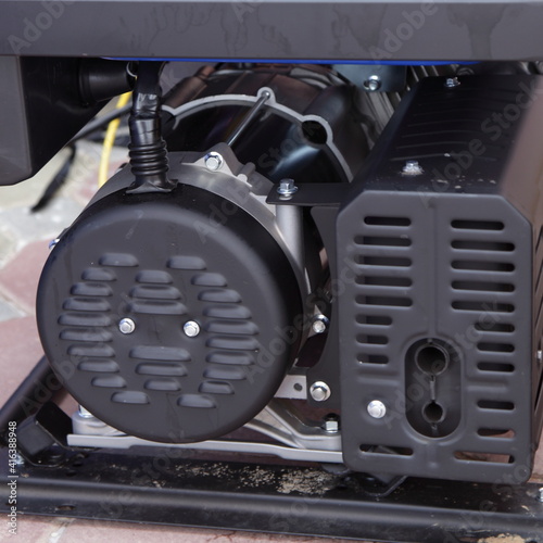 Canvas Print Portable gasoline invertor alternator dynamo machine on frame closeup
