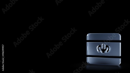 3d rendering frosted glass symbol of Iran isolated with reflection