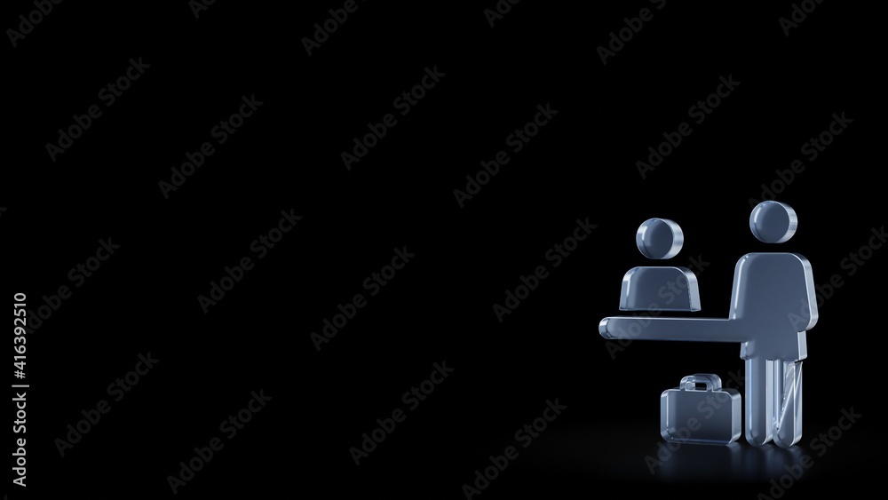 3d rendering frosted glass symbol of check in desk isolated with reflection 3d rendering frosted glass symbol of check in desk isolated with reflection