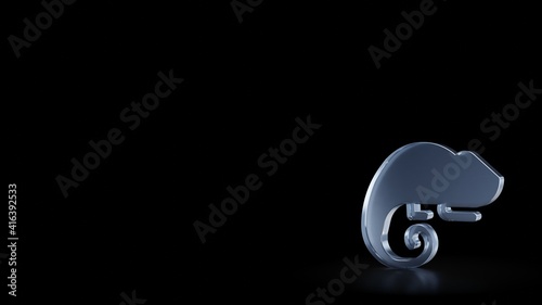 3d rendering frosted glass symbol of chameleon isolated with reflection
