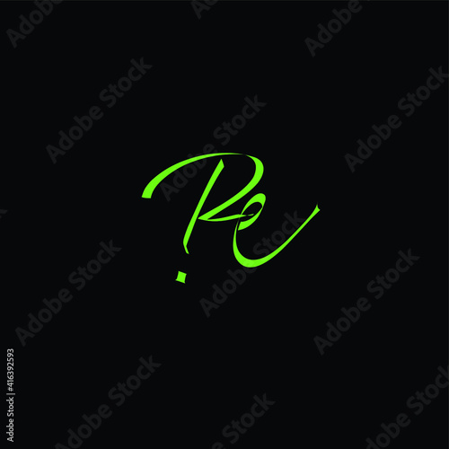 RE initial handwritten calligraphy, for monogram and logo