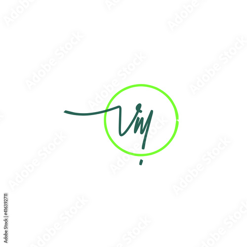 VM initial handwritten calligraphy, for monogram and logo