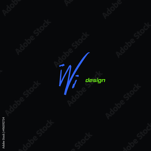 WI initial handwritten calligraphy, for monogram and logo