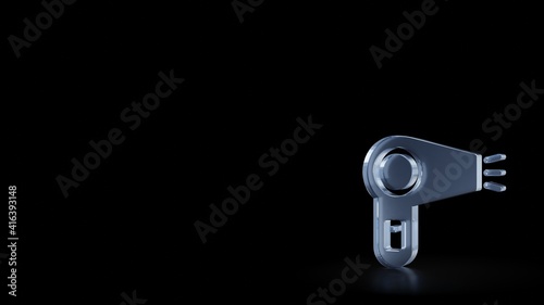 Fototapeta Naklejka Na Ścianę i Meble -  3d rendering frosted glass symbol of hairdryer isolated with reflection