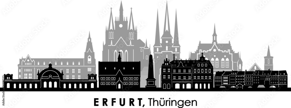 Fototapeta premium ERFURT Thüringen SKYLINE City Silhouette 