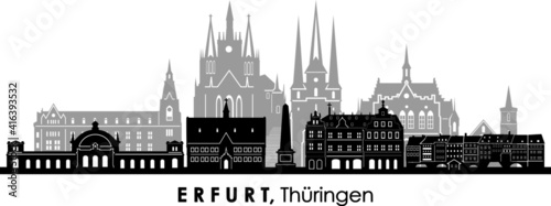 ERFURT Thüringen SKYLINE City Silhouette
