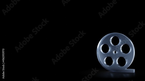 3d rendering frosted glass symbol of film isolated with reflection