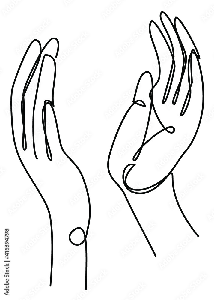 Silhouettes of human hands, applause, in a modern one line style. Continuous line drawing, aesthetic outline for home decor, posters, wall art, stickers, logo. Vector illustration. Silhouettes of human hands, applause, in a modern one line style. Continuous line drawing, aesthetic outline for home decor, posters, wall art, stickers, logo. Vector illustration.
