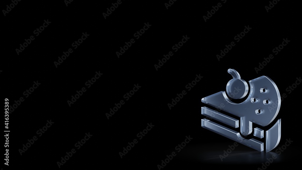 3d rendering frosted glass symbol of cake isolated with reflection 3d rendering frosted glass symbol of cake isolated with reflection