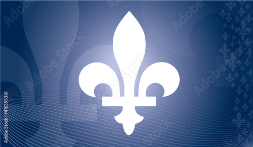 Quebec province of Canada emblem over blue background