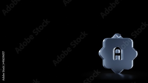 3d rendering frosted glass symbol of auto camera isolated with reflection