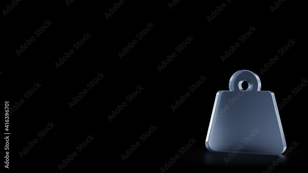 3d rendering frosted glass symbol of weight hanging isolated with reflection 3d rendering frosted glass symbol of weight hanging isolated with reflection