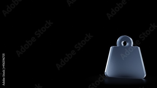 3d rendering frosted glass symbol of weight hanging isolated with reflection