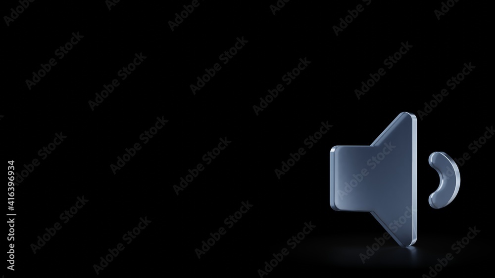 3d rendering frosted glass symbol of volume down isolated with reflection 3d rendering frosted glass symbol of volume down isolated with reflection