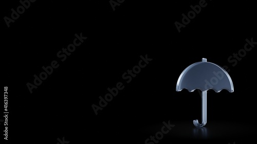 3d rendering frosted glass symbol of umbrella09 isolated with reflection
