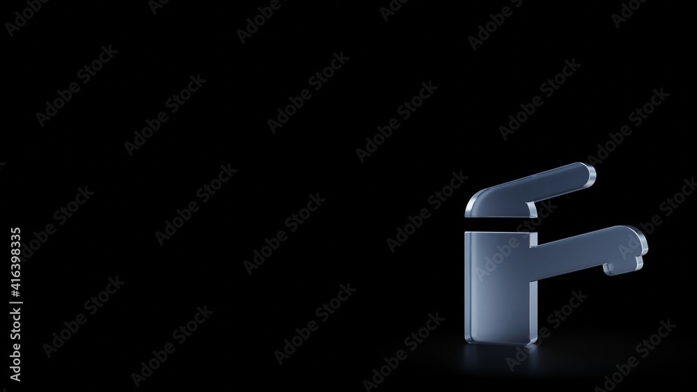 3d rendering frosted glass symbol of tap isolated with reflection 3d rendering frosted glass symbol of tap isolated with reflection