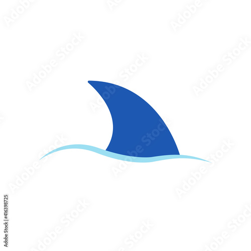 Shark fin vector illustration isolated on white. Flat style