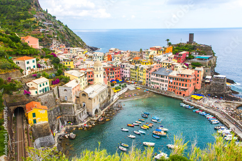 Colorful villages and seascape in Cinque terre, Italy 