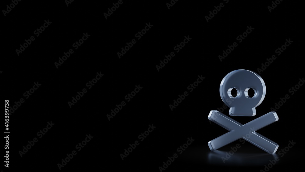 3d rendering frosted glass symbol of skull crossbones isolated with reflection 3d rendering frosted glass symbol of skull crossbones isolated with reflection